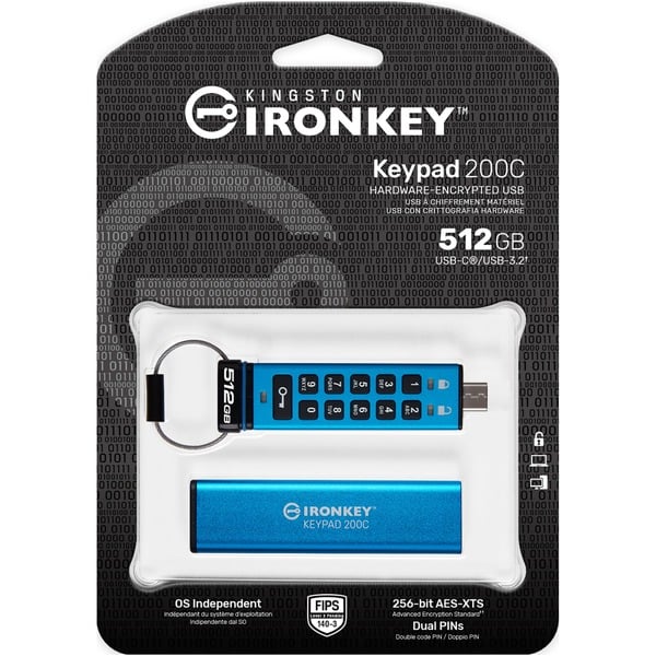 Kingston IronKey Keypad 200 512 GB, USB-Stick - Kingston - vue 3