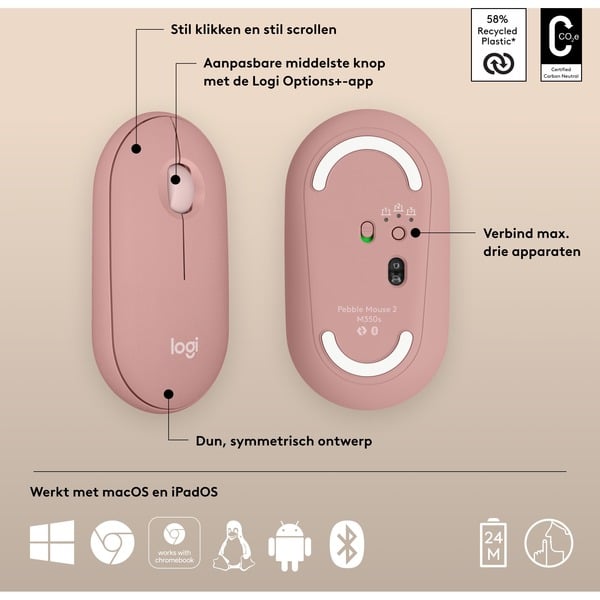Logitech Pebble Mouse 2 M350s, souris - Logitech - vue 6