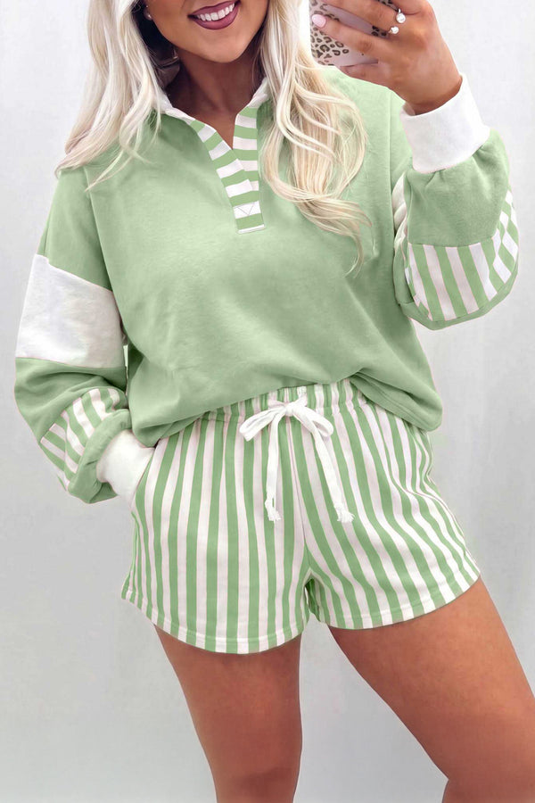 Ensemble rayé, à cordon — vert