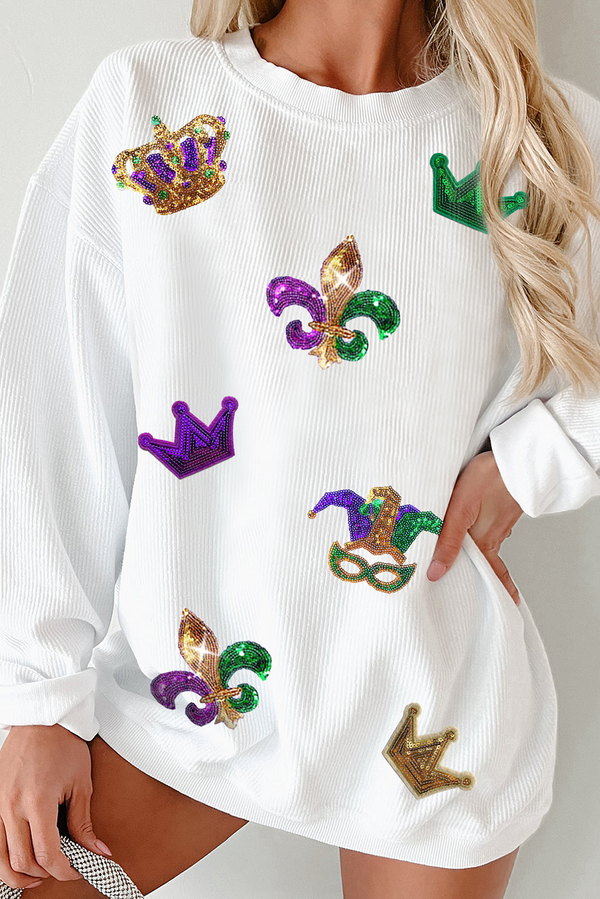 Sweat femme paillettes — blanc