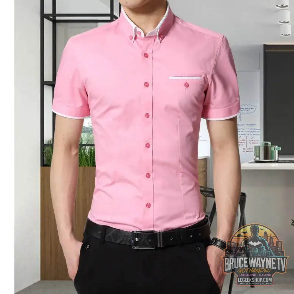 Chemise d'affaires à manches courtes pour hommes, chemise de smoking, col rabattu, grande taille, 5XL, nouveauté, été, 2024 - Legeekshop