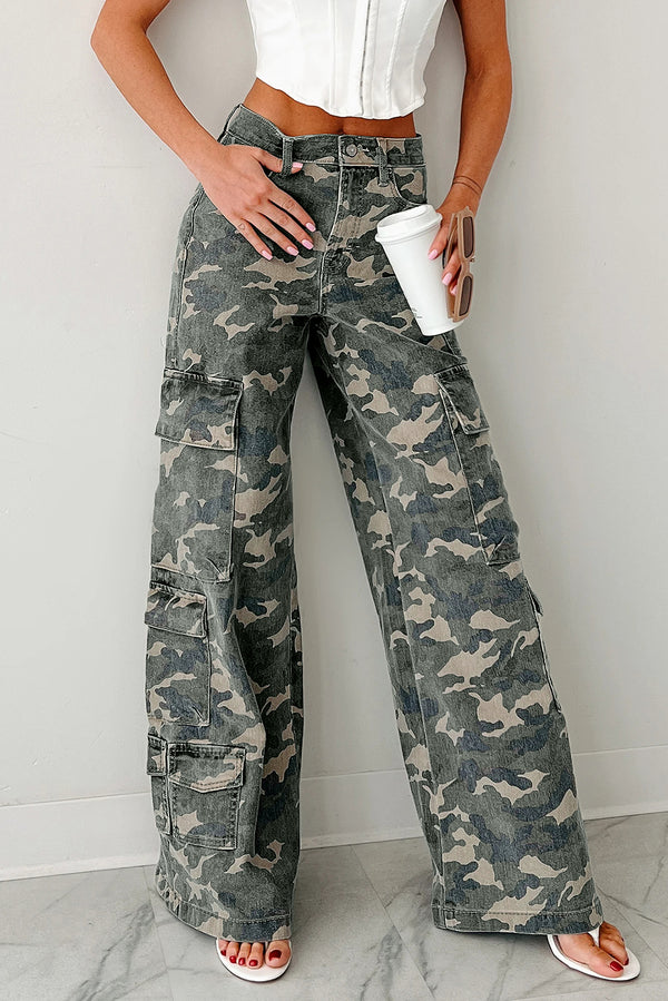 Pantalon femme camouflage, jambe large — vert · DLM78760768-P920 · DLM78760768-P920-10
