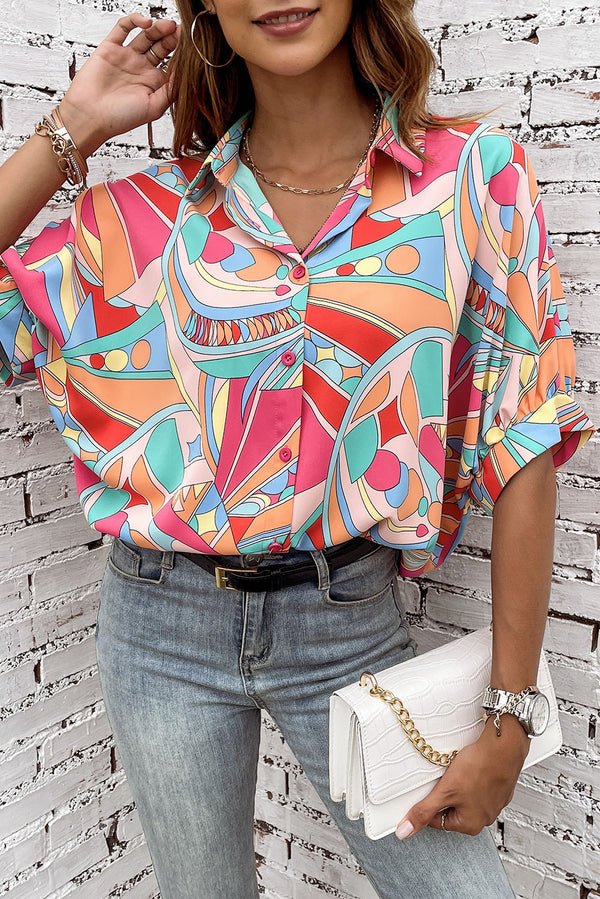 Chemise femme manches bouffantes, ample — multicolore