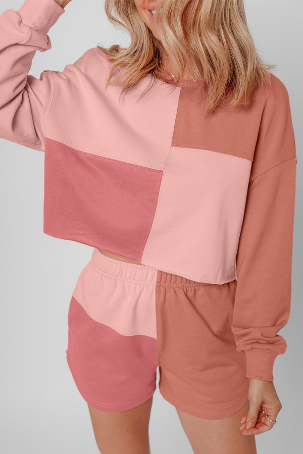 Short femme patchwork, manches longues