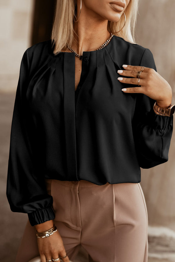 Chemise femme col rond — noir