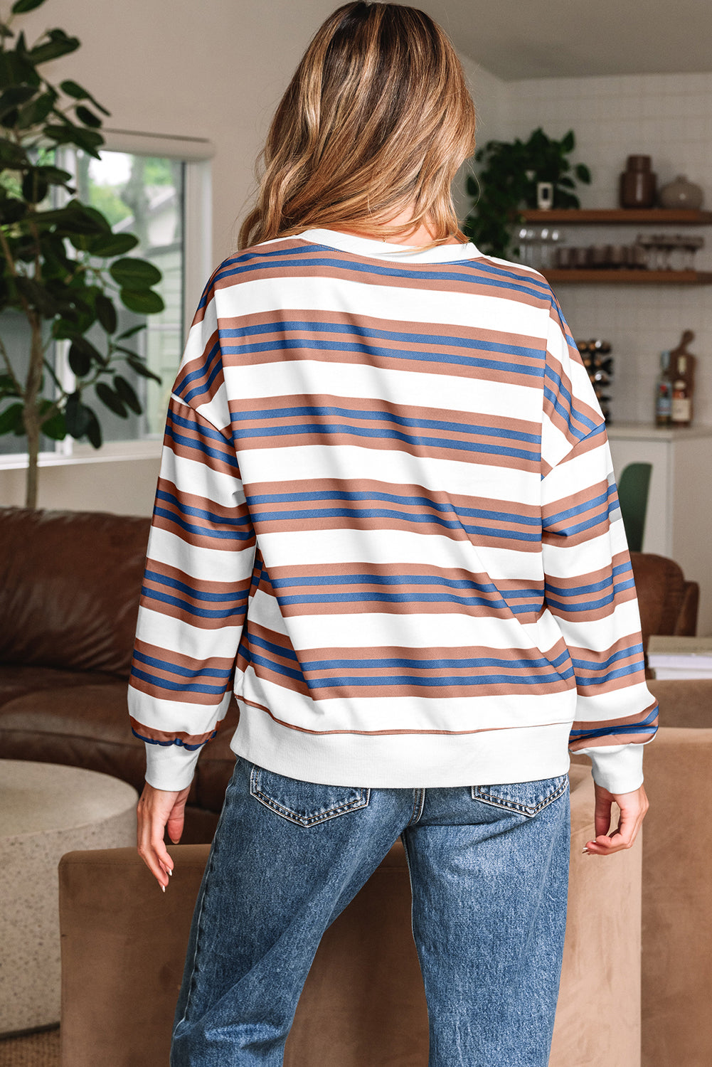 Khaki Stripe Crew Neck — Tops/Sweatshirts & Hoodies, vue 5, LeGeekShop