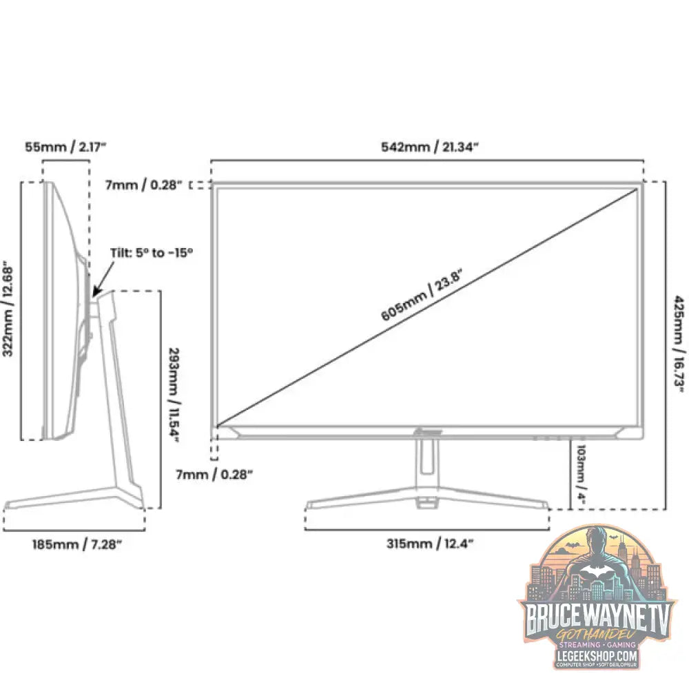 Arozzi Nova 24T1K200, Gaming-Monitor - vue 7
