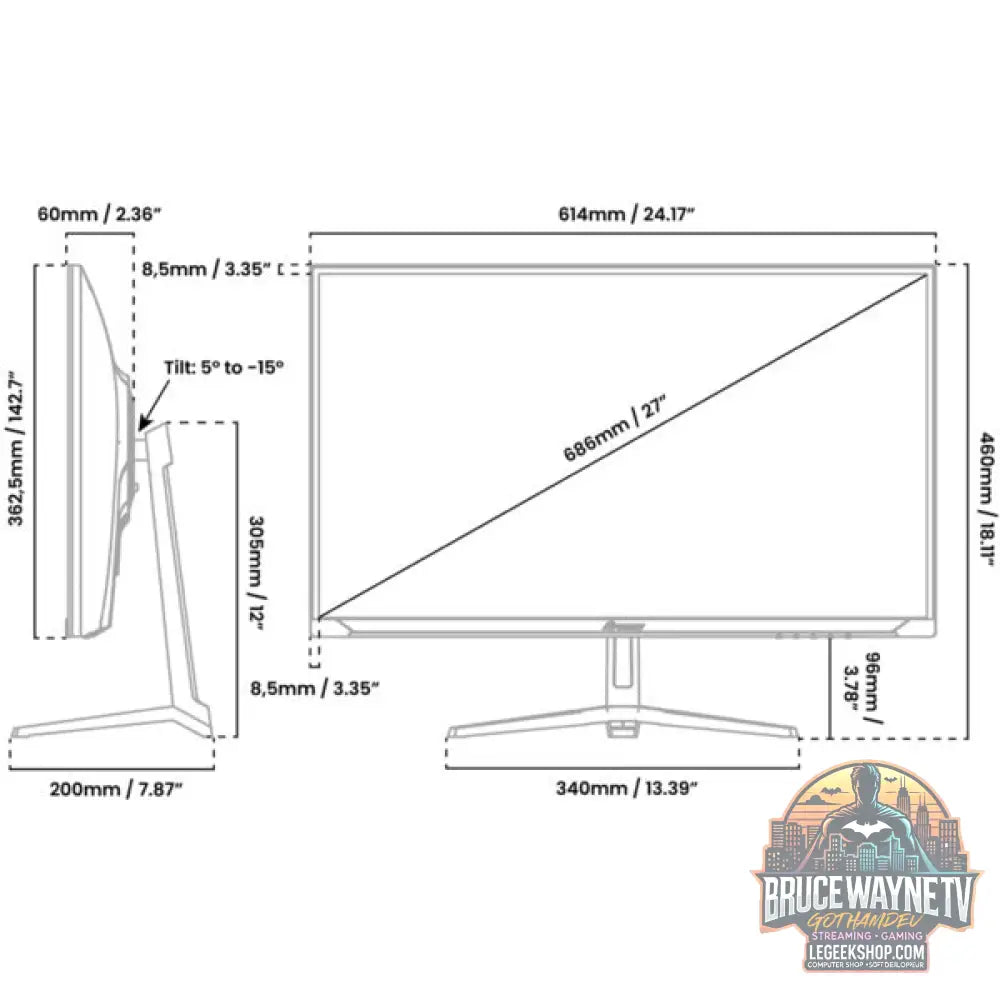 Arozzi Nova 27T2K180 27" QHD/WQHD IPS 180 Hz - Arozzi - vue 7