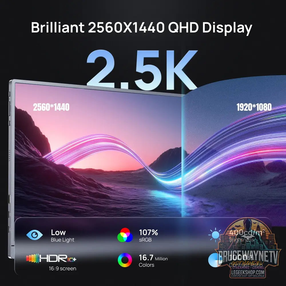 ARZOPA 16.1 pouces 2.5k 180HZ moniteur Portable externe HDR écran IPS deuxième affiche PC pour les jeux fonctionnant