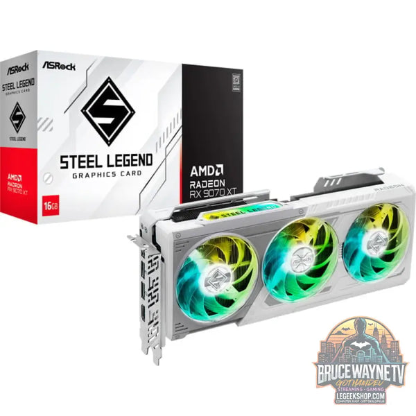ASRock Radeon RX 9070 XT Steel Legend 16GB, carte graphique blanc, RDNA4, GDDR6, 3x DisplayPort, 1x HDMI 2.1 - ASRock