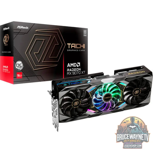 ASRock Radeon RX 9070 XT Taichi OC 16GB, carte graphique noir, RDNA4, GDDR6, 3x DisplayPort, 1x HDMI 2.1 - ASRock