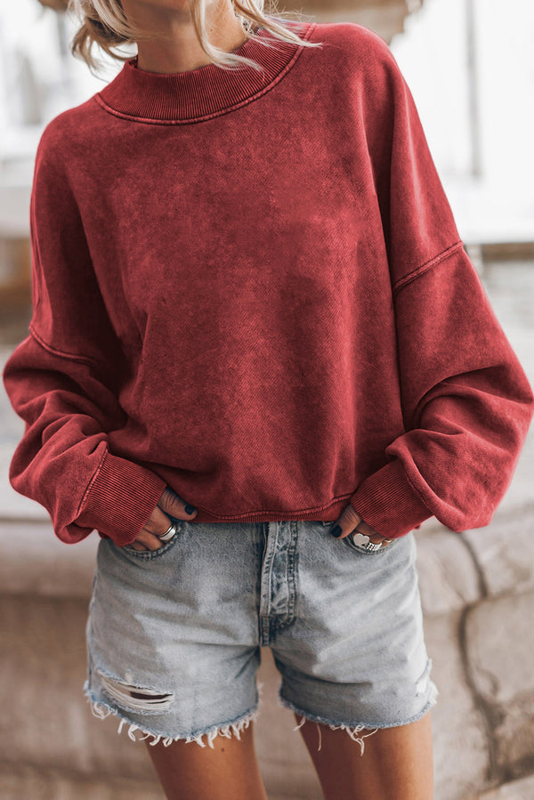 Sweat femme épaules tombantes, col rond — rouge
