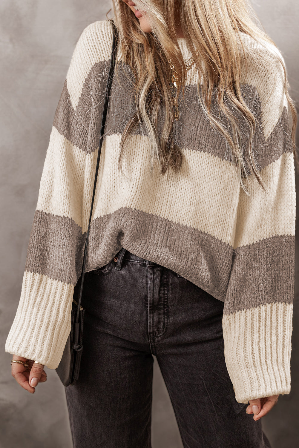 Pull femme ample, colorblock