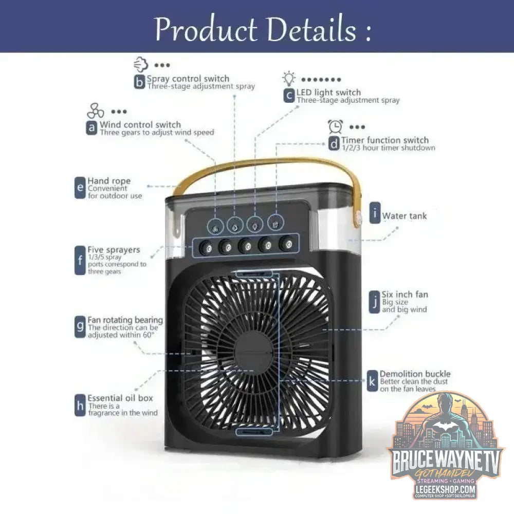 🎐 VENTILATEUR PORTABLE 3-EN-1 : Climatiseur • Humidificateur • Veilleuse LED 🎐 - Legeekshop