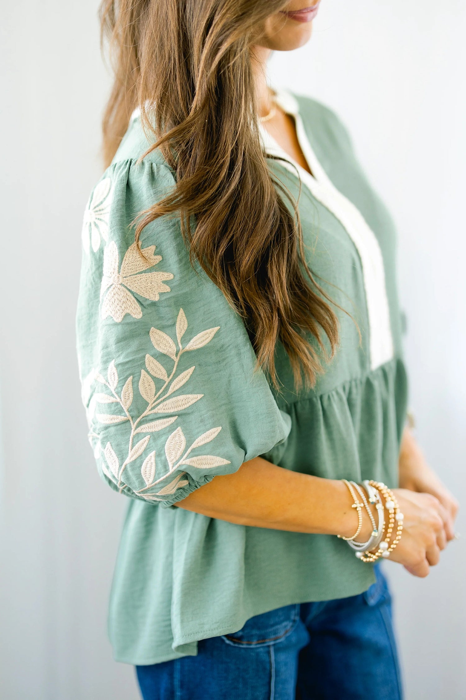 Smoke Green Color Block — Tops/Blouses & Shirts, vue 2, LeGeekShop