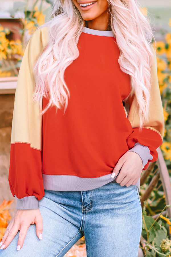 Haut femme ample, colorblock — orange · LC25129215-P1422 · LC25129215-P1422-2XL