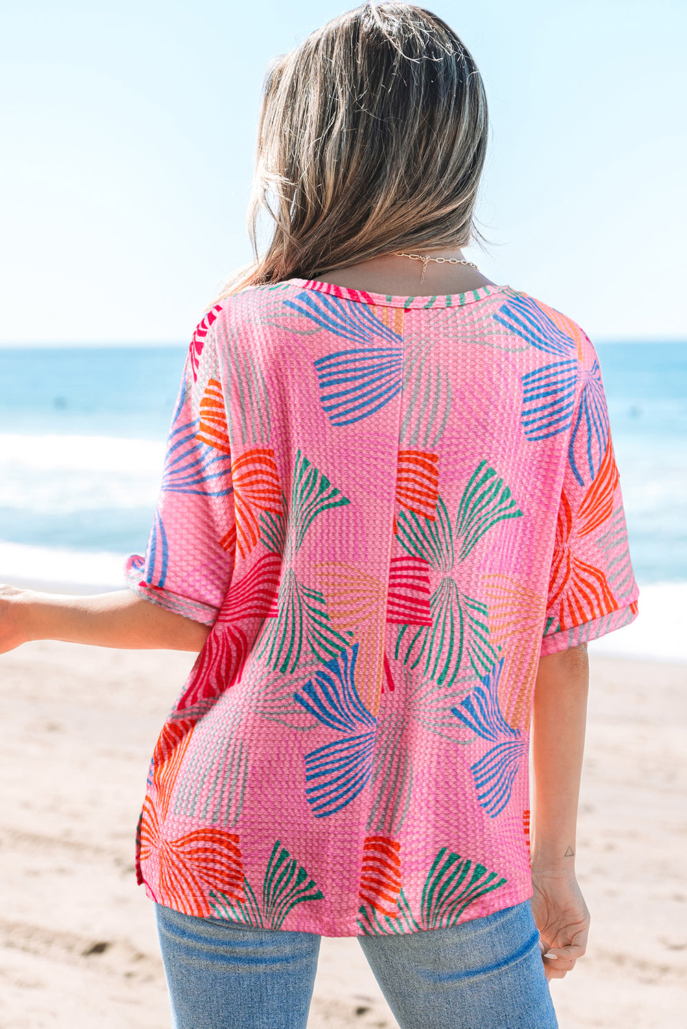 Pink Bowknot Printed Waffle — Tops/Tops & Tees, vue 2, LeGeekShop