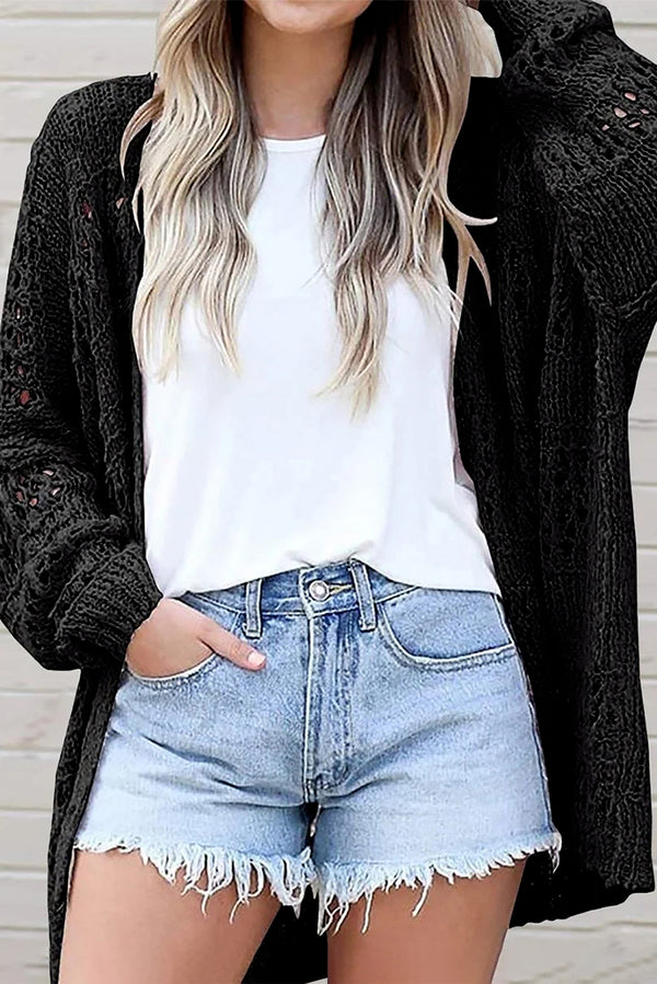 Cardigan femme en maille, casual — noir