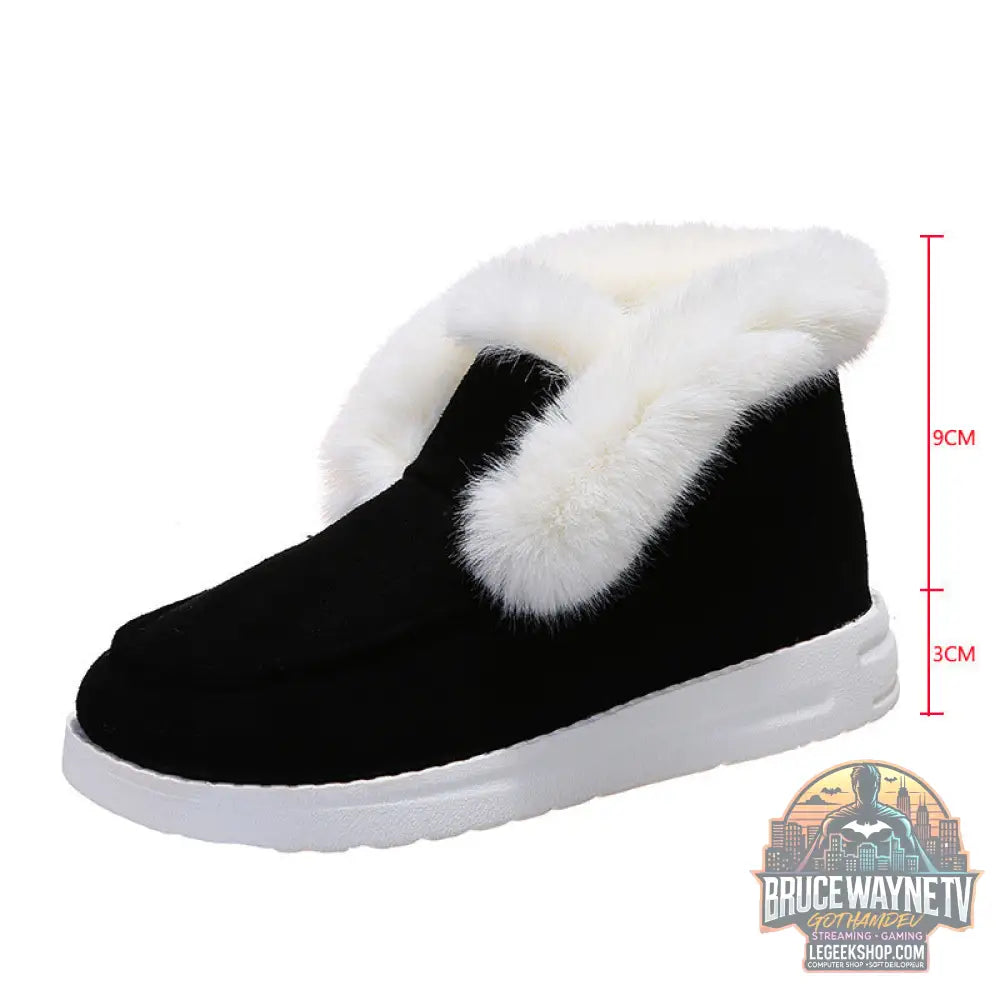 Bottes Neige Femme Courtes Fourrées Plates Grande Taille - Bottes Neige Femme