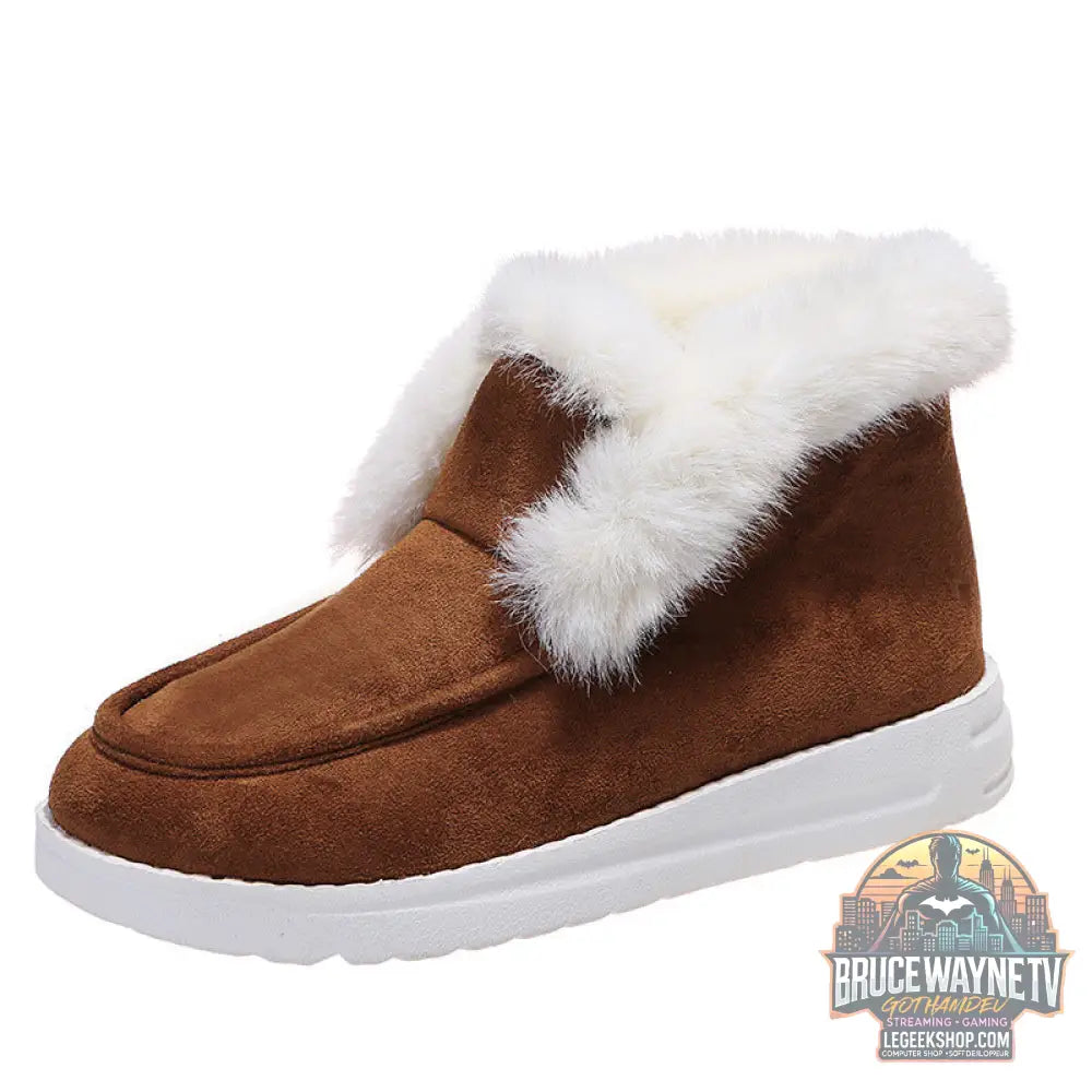 Bottes Neige Femme Courtes Fourrées Plates Grande Taille - Bottes Neige Femme