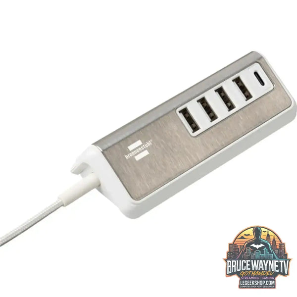 Brennenstuhl estilo USB-Multiladegerät weiß/edelstahl, 5x USB, PD 20 Watt - Stromquelle: Steckdose