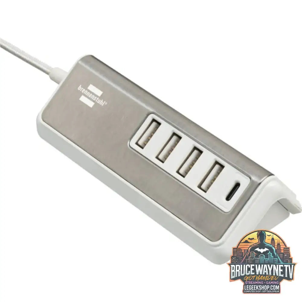 Brennenstuhl estilo USB-Multiladegerät weiß/edelstahl, 5x USB, PD 20 Watt - Stromquelle: Steckdose - vue 3