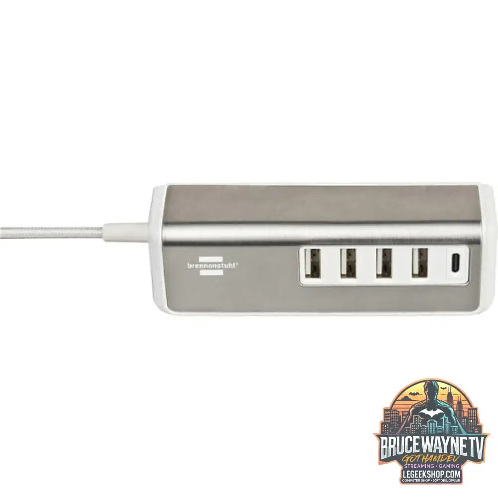 Brennenstuhl estilo USB-Multiladegerät weiß/edelstahl, 5x USB, PD 20 Watt - Stromquelle: Steckdose - vue 2