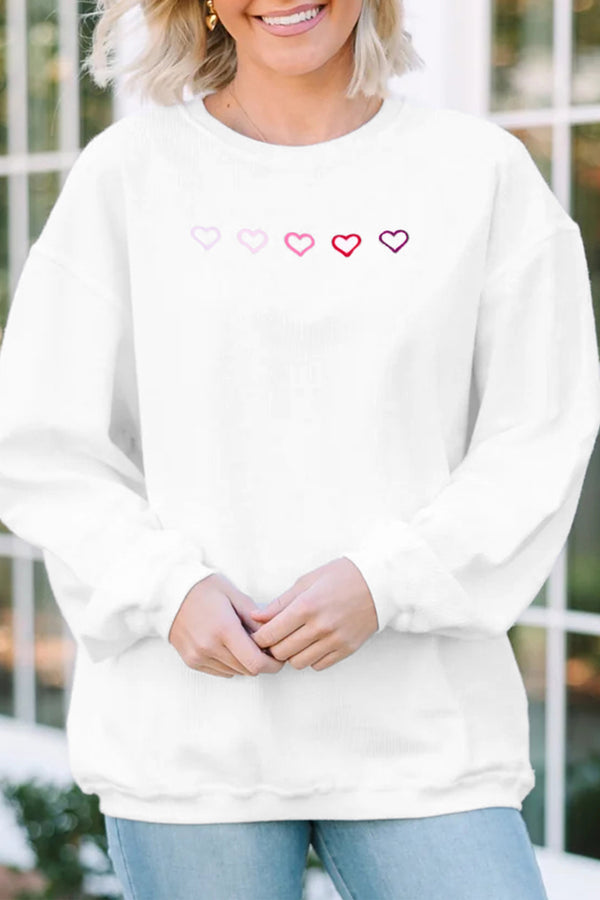 Sweat femme brodé, épaules tombantes, côtelé — blanc · LC25320690-P1 · LC25320690-P1-L