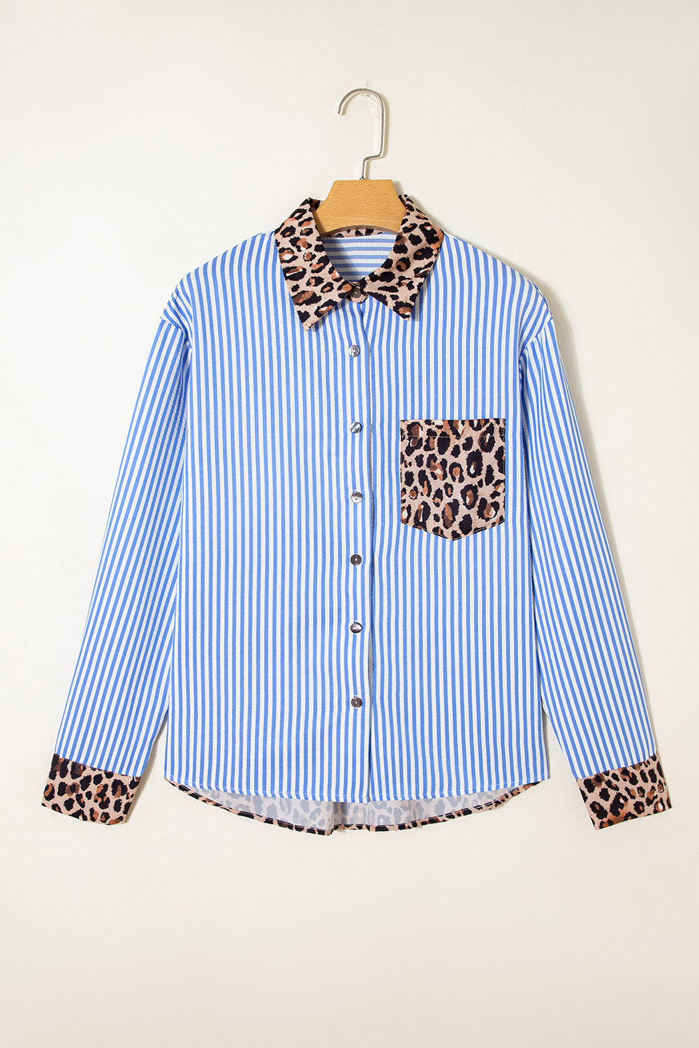 Sky Blue Striped Leopard — Tops/Blouses & Shirts, vue 2, LeGeekShop