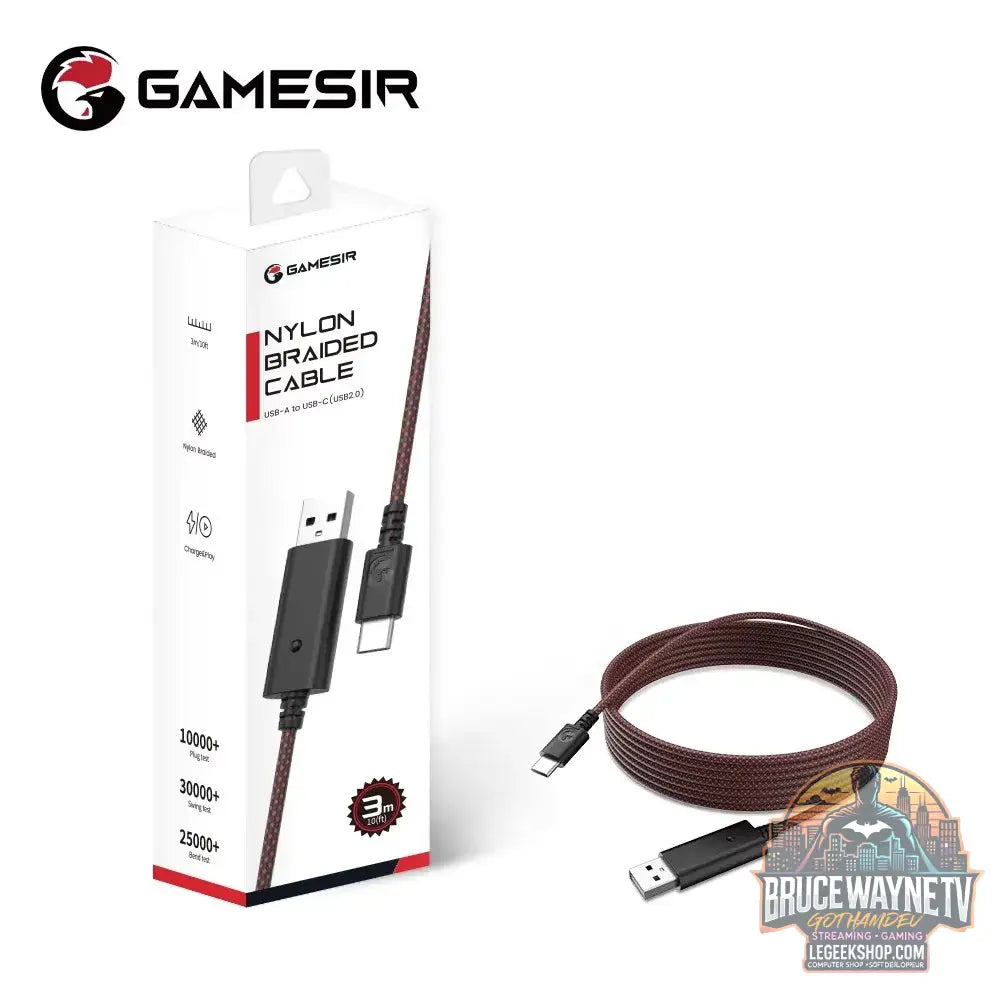 Câble tressé en nylon GameSir 3m pour manettes de jeu G7 Pro G7 Pro 8K Cyclone 2 Nova Lite - Red - Accessoire Gaming