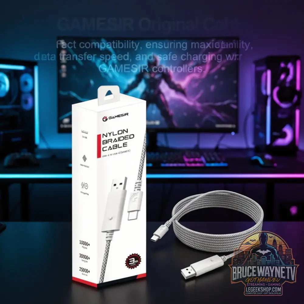 Câble tressé en nylon GameSir 3m — produit geek, vue 4, LeGeekShop