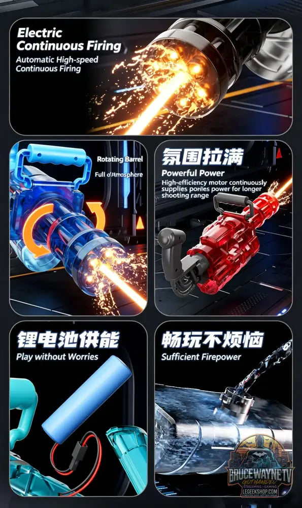 Canon à Eau Gatling Automatique Rotatif, Haute Pression - Jouet Extérieur