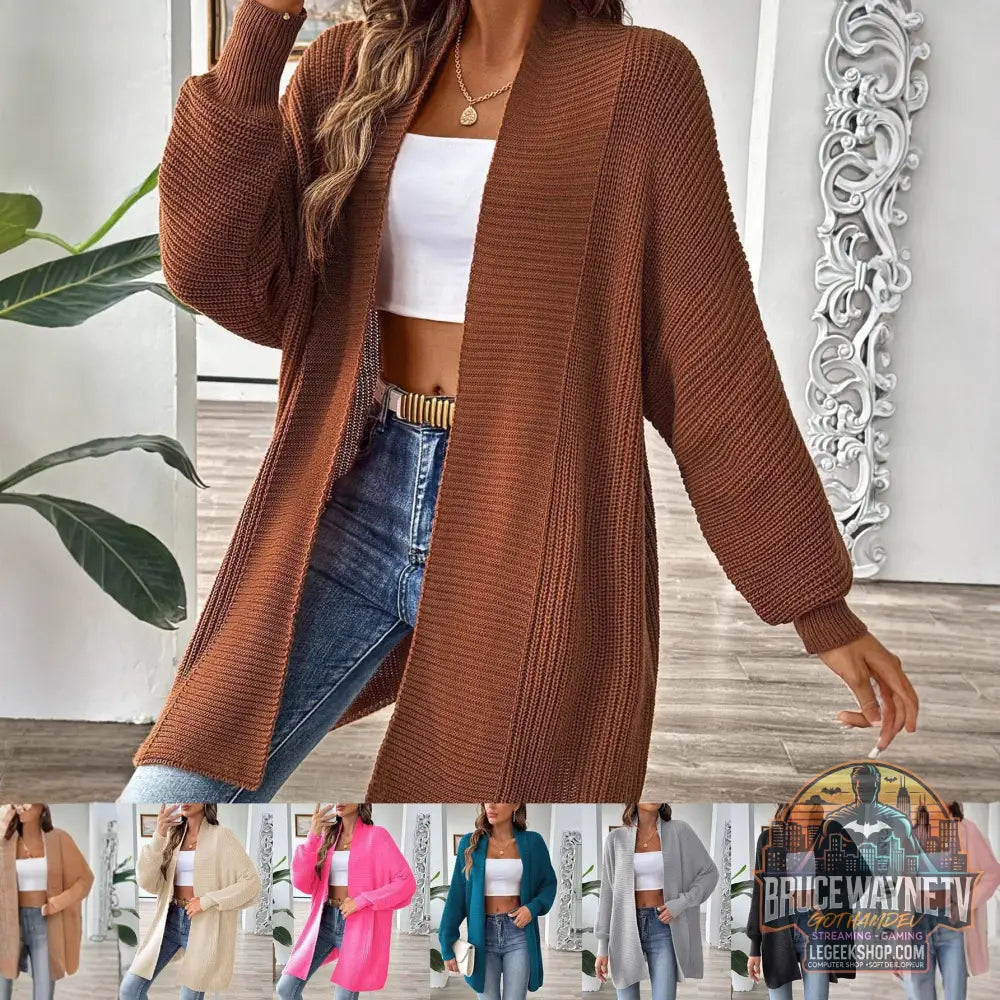 Cardigan Femme Simple Loose Manches Chauve-Souris - Cardigan Femme