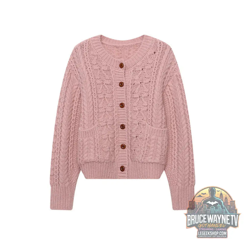 Cardigan Femme Style Coréen Tricoté Texture Torsadée - Cardigan Femme