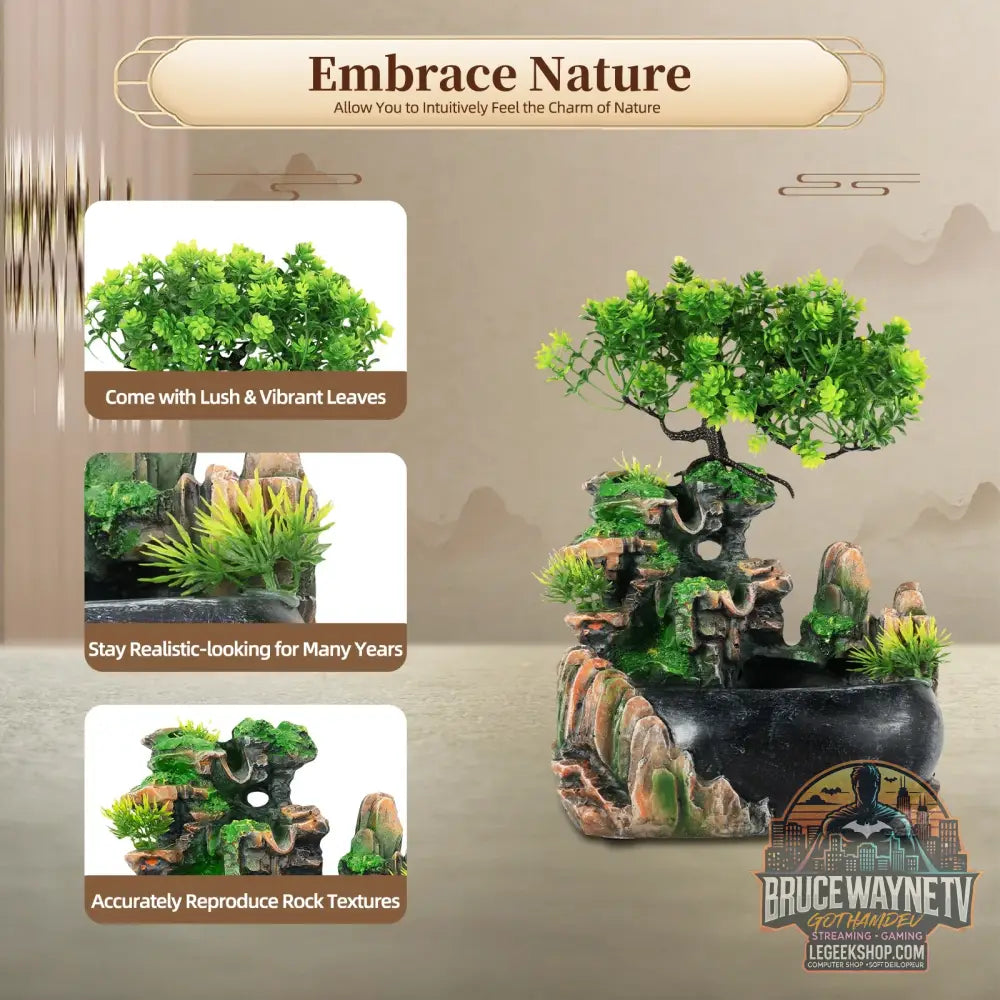 Cascade de fontaine d’intérieur fontaine de table fontaine de plante verte humidificateur de cascade pour placer