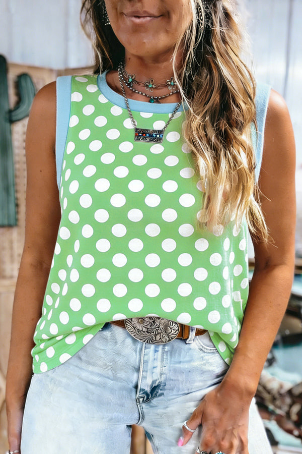 Green Polka Dot Contrast — Tops/Tank Tops, photo principale LeGeekShop