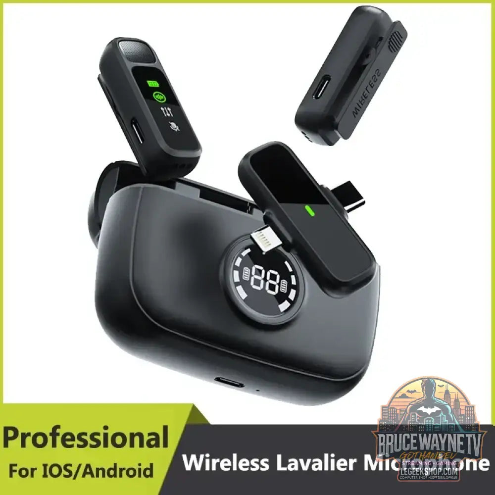 Microphone Sans Fil Bluetooth Portable pour Enregistrement Audio Vidéo Lavalier, compatible avec iPhone & Android