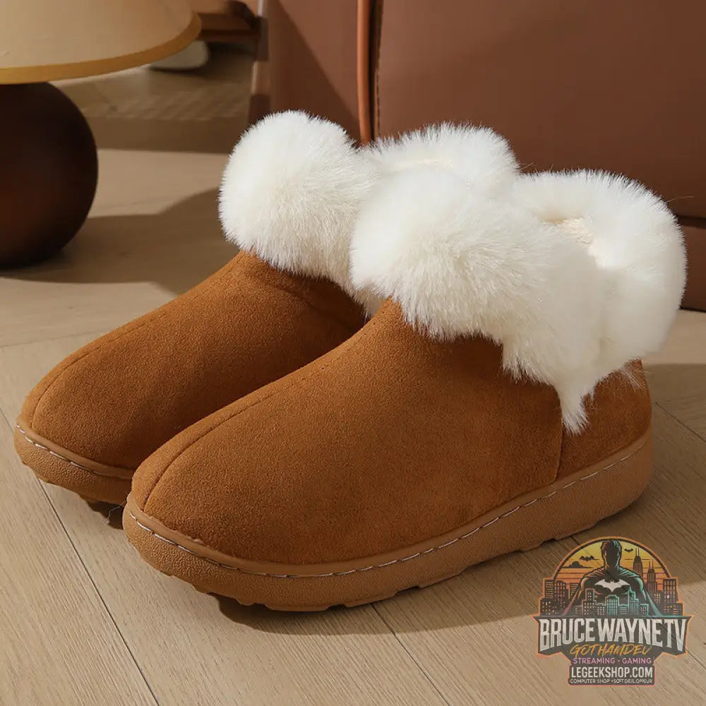 Chaussons Maison Hiver Plateforme Chauds Couple Velours - Brown / 36or37 - Chaussons Maison