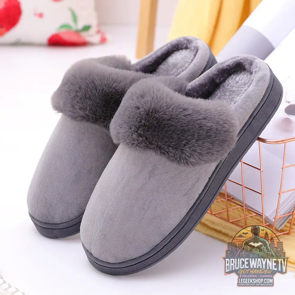 Chaussons Maison Oreilles Lapin Pompons Peluche Coton - Mens gray / 42or43 - Chaussons Maison