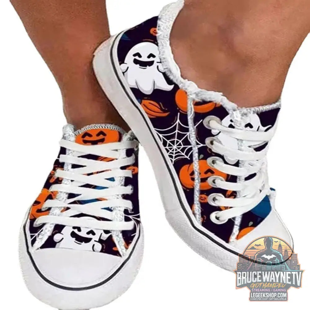 Chaussures Canvas Femme Graffiti Halloween Casual Lacets - Chaussures Canvas Femme