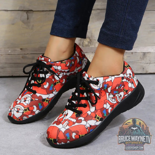 Chaussures Femme Motif Père Noël Floral Style Britannique - Chaussures Femme