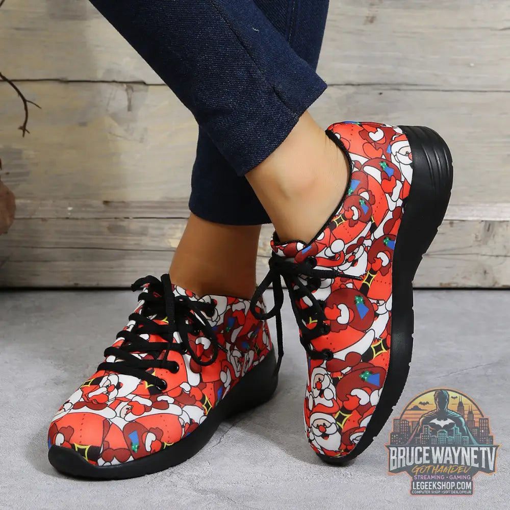 Chaussures Femme Motif Père Noël Floral Style Britannique - Chaussures Femme