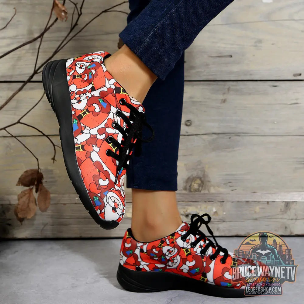 Chaussures Femme Motif Père Noël Floral Style Britannique - Chaussures Femme