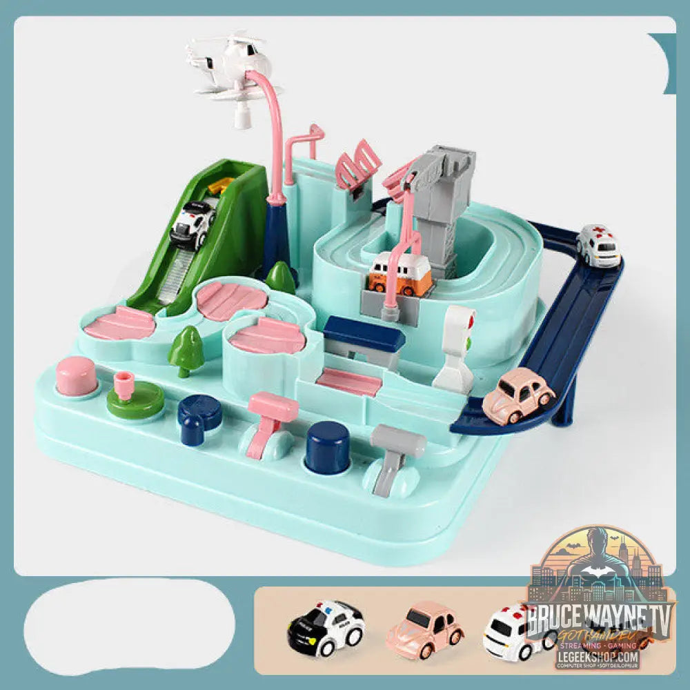 Circuit Voitures Parking Rails Aventure Jouet Enfant Piste - Green 4trolley - Jouet Circuit