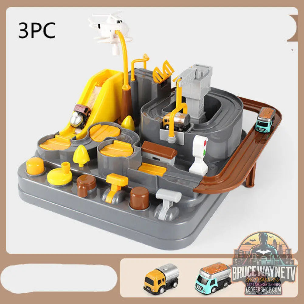 Circuit Voitures Parking Rails Aventure Jouet Enfant Piste - Grey 3trolley3PC - Jouet Circuit