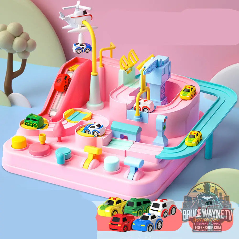 Circuit Voitures Parking Rails Aventure Jouet Enfant Piste - Pink 5trolley - Jouet Circuit