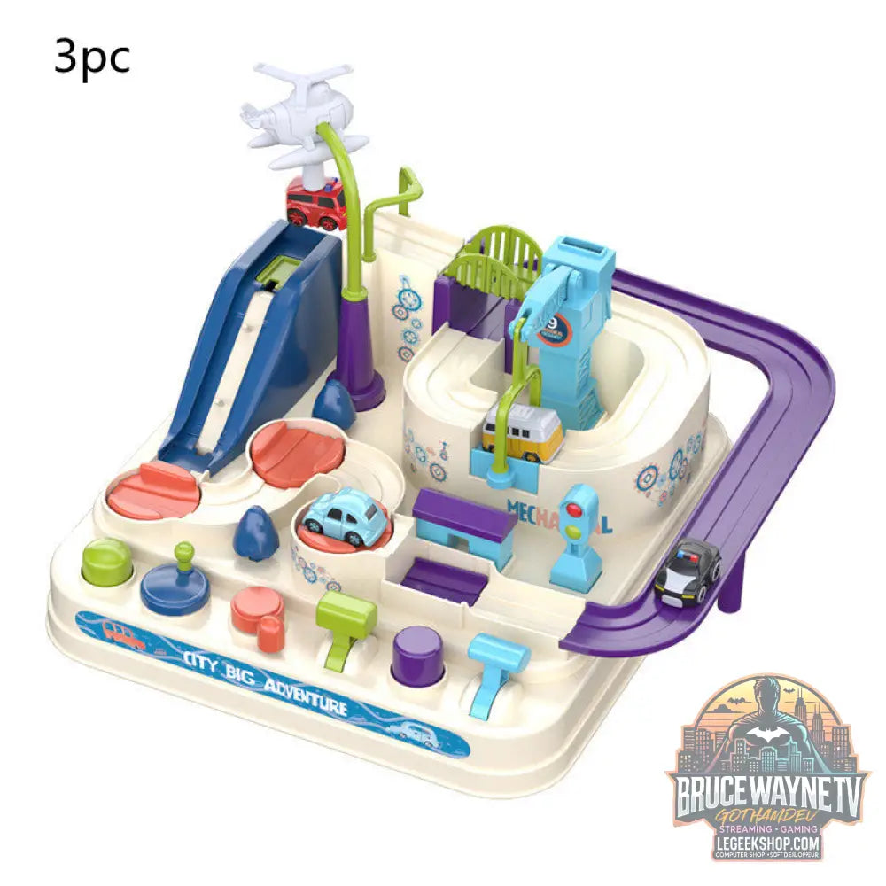 Circuit Voitures Parking Rails Aventure Jouet Enfant Piste - White English version3PC - Jouet Circuit