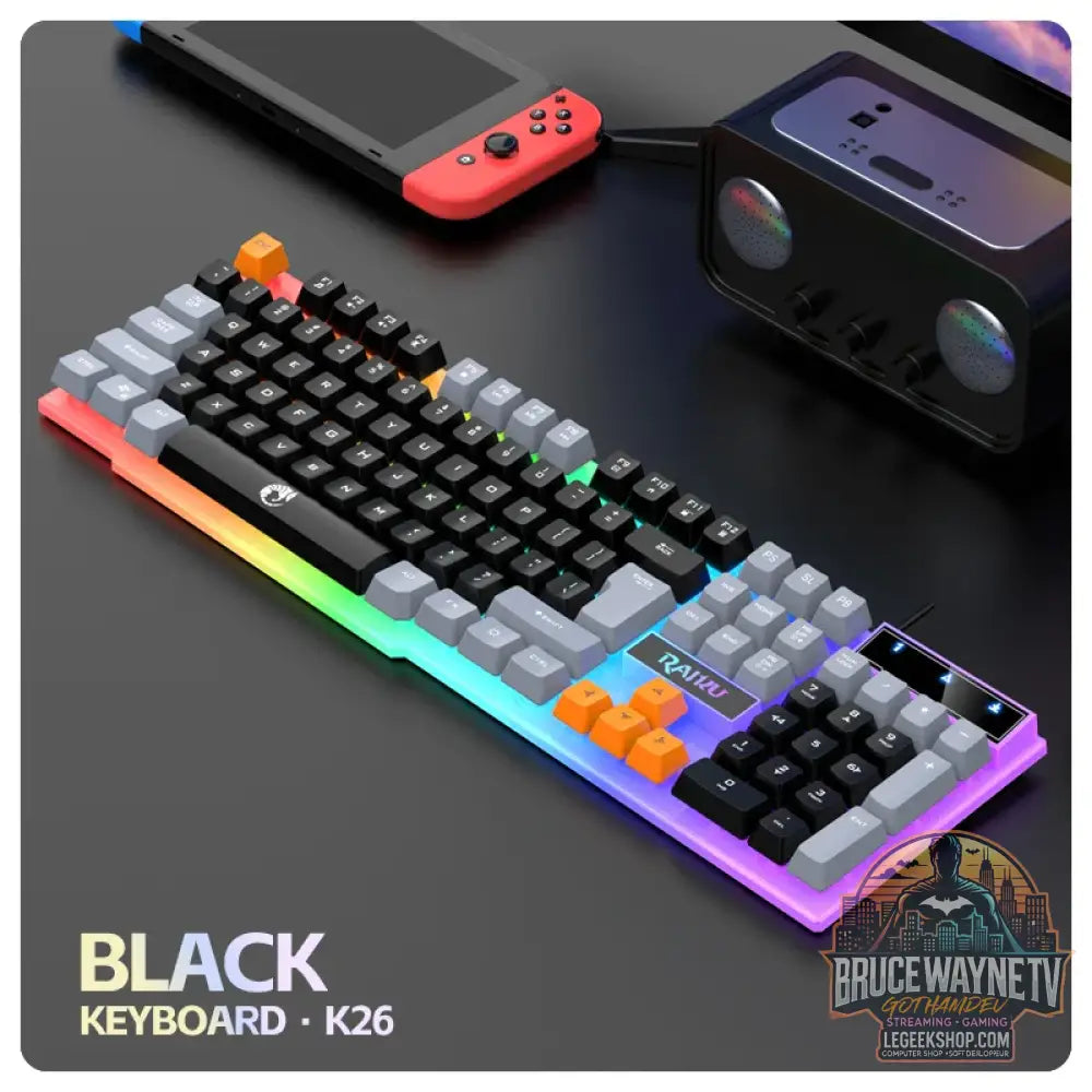 Clavier et clavier simples souris RAIKU T26 clavier lumineux à trois tons souris filaire mécanique tactile souris