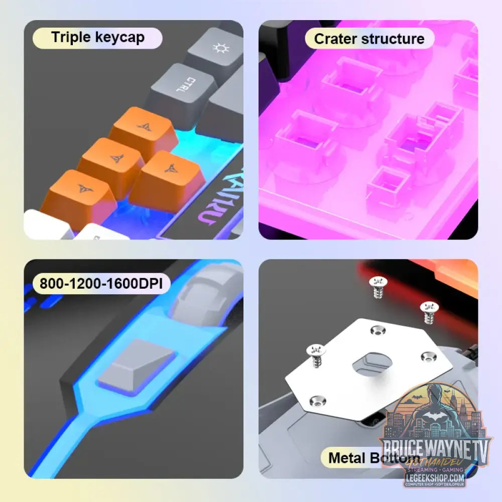 Clavier et clavier simples souris RAIKU T26 clavier lumineux à trois tons souris filaire mécanique tactile souris