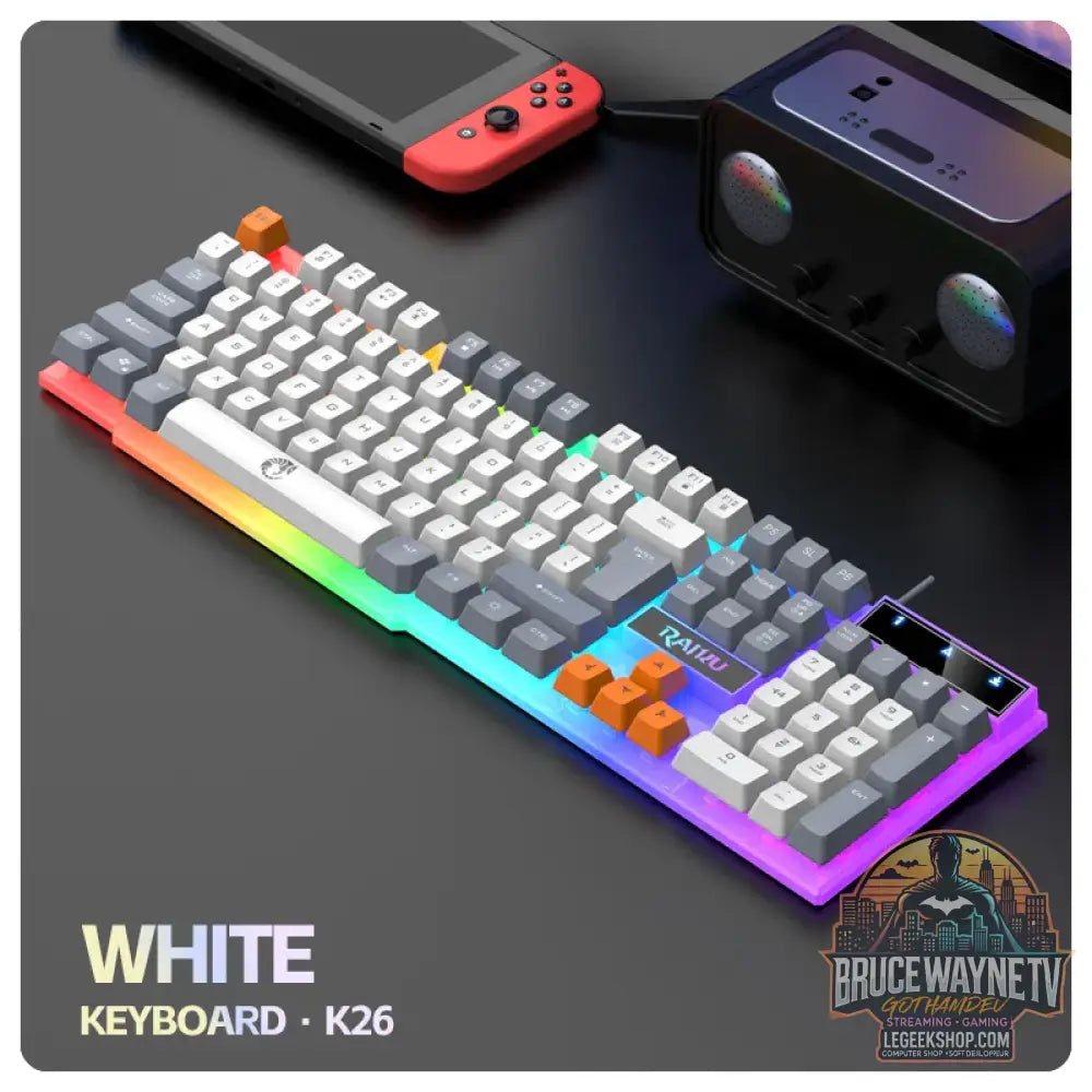 Clavier et clavier simples souris RAIKU T26 clavier lumineux à trois tons souris filaire mécanique tactile souris